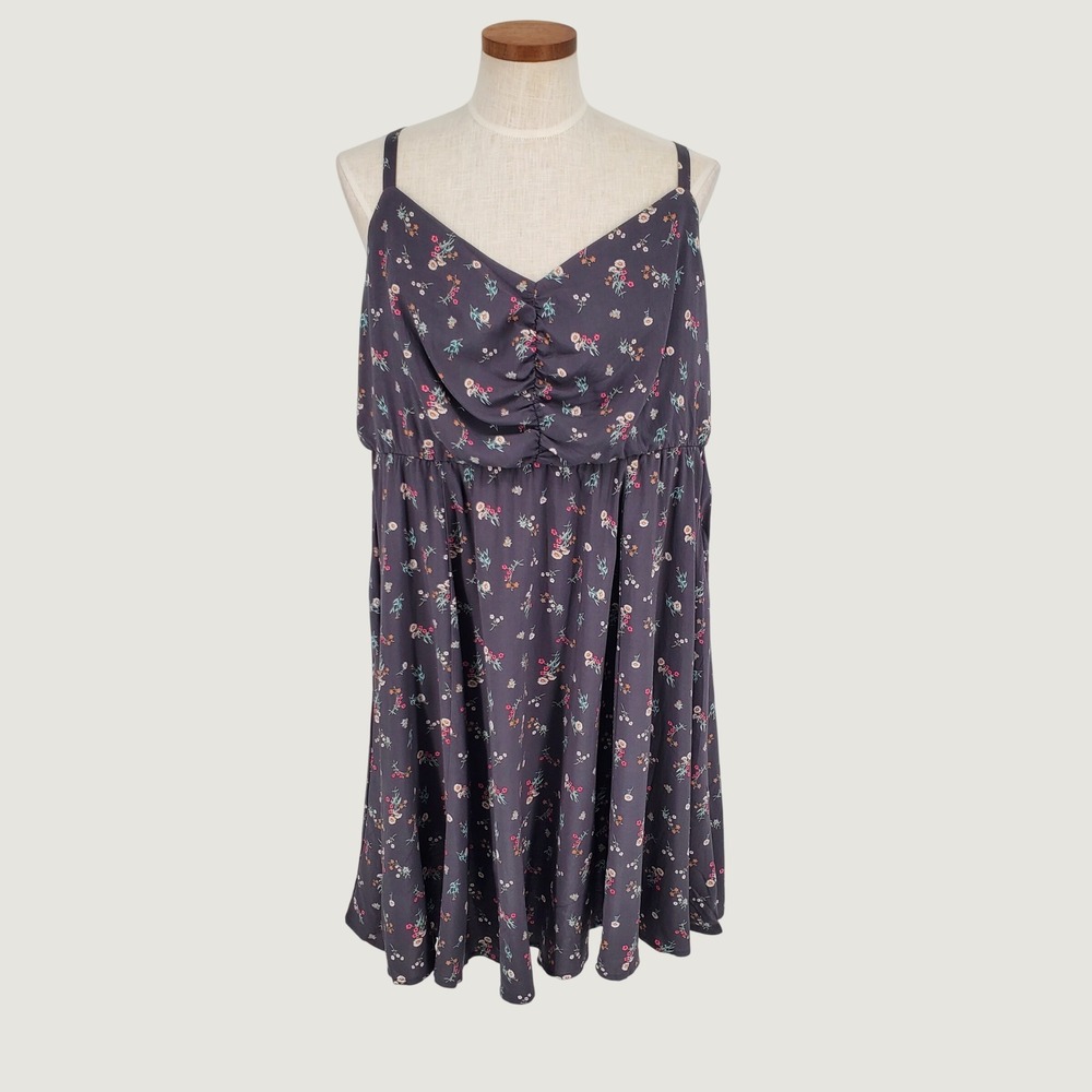 Torrid Mini Wash Challis Shirred Skater Dress Morgan Floral Periscope 2 2X 18-20